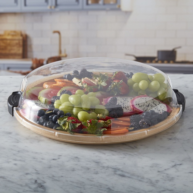 Farberware Build-A-Board  Cutting Board with Clear Locking Lid, 14 IN Round