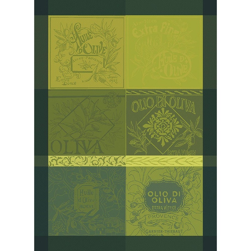 Garnier Thiebaut Olives Vintage Vert Jacquard Kitchen Towel