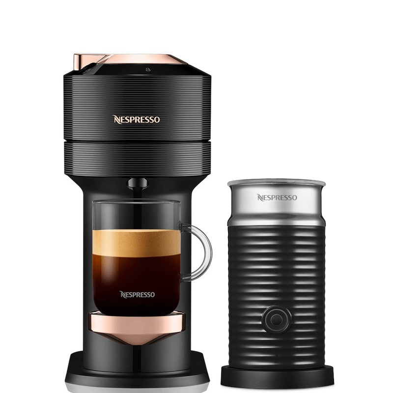 Nespresso Vertuo Next Premium Coffee and Espresso Machine with Aeroccino by De’Longhi ENV120BAE (Black with Rose Gold)