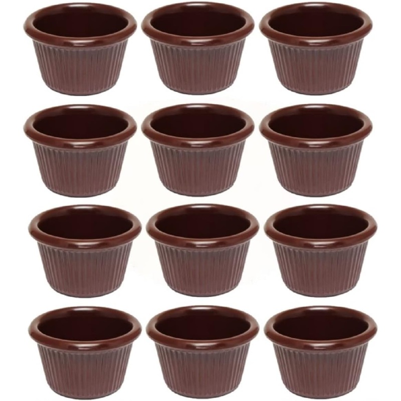 Set of 12 Fluted Ramekin Melamine – Plastic Ramekin Dipping Sauce Cup Portion Dipping Sauce Cups Individual Condiment cups For Catering Kitchen Restaurant