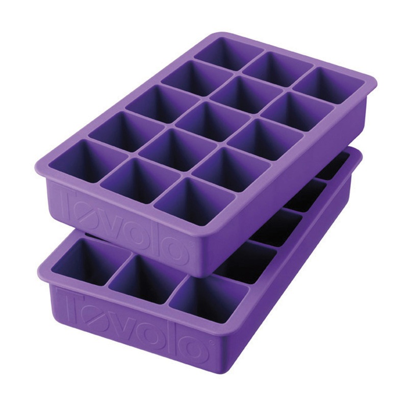 Tovolo Perfect Cube Silicone Ice Trays Set of 2, Vivid Violet