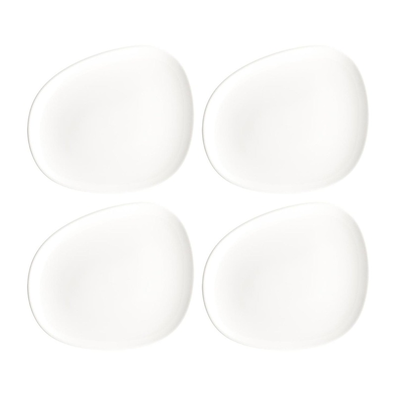 Vago 9.5″ x 7.5″ Organic Warm White Porcelain Plate (Set of 4)