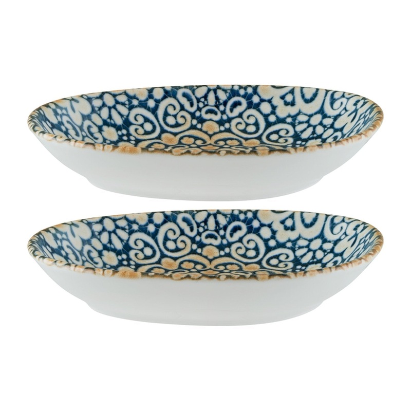 Alhambra 6″ x 4″ x h:1″ Organic Decorated Porcelain Platter (Set of 2)