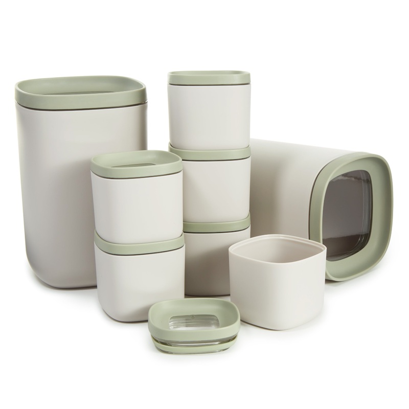 BergHOFF Balance 8Pc Stackable Food Container Set, Moonmist and Sage