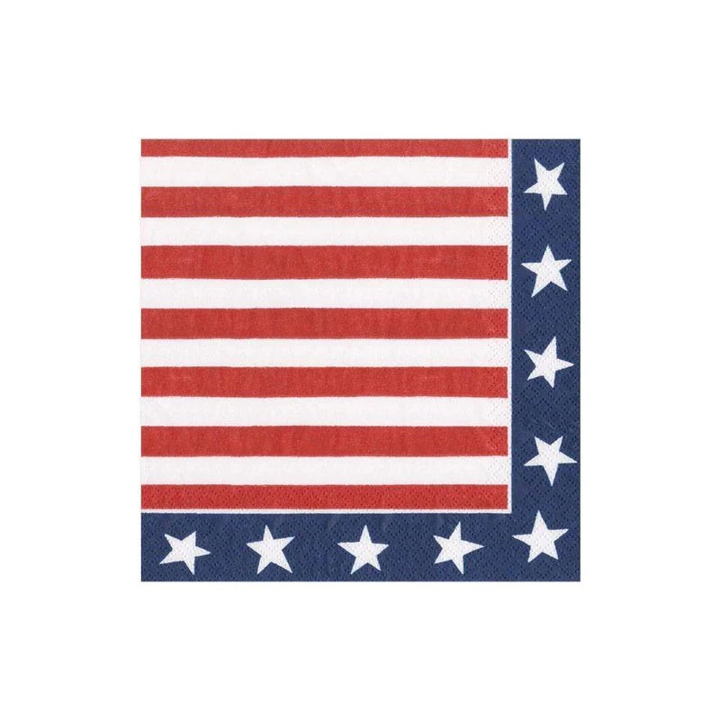 Caspari Red, White & Blue Paper Cocktail Napkins – 20 Per Package
