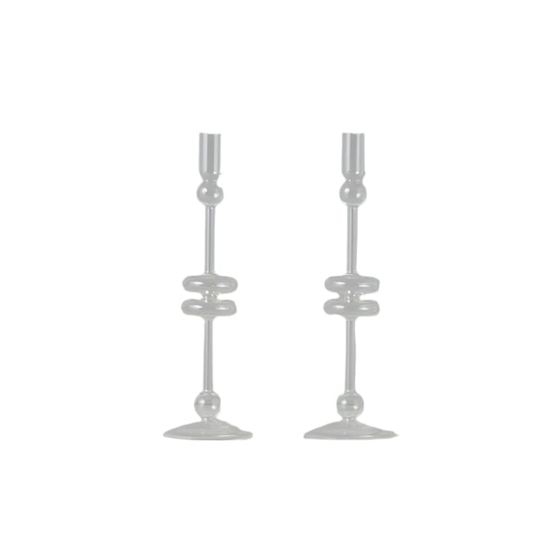 Clear Glass Candlesticks Set/2, Large