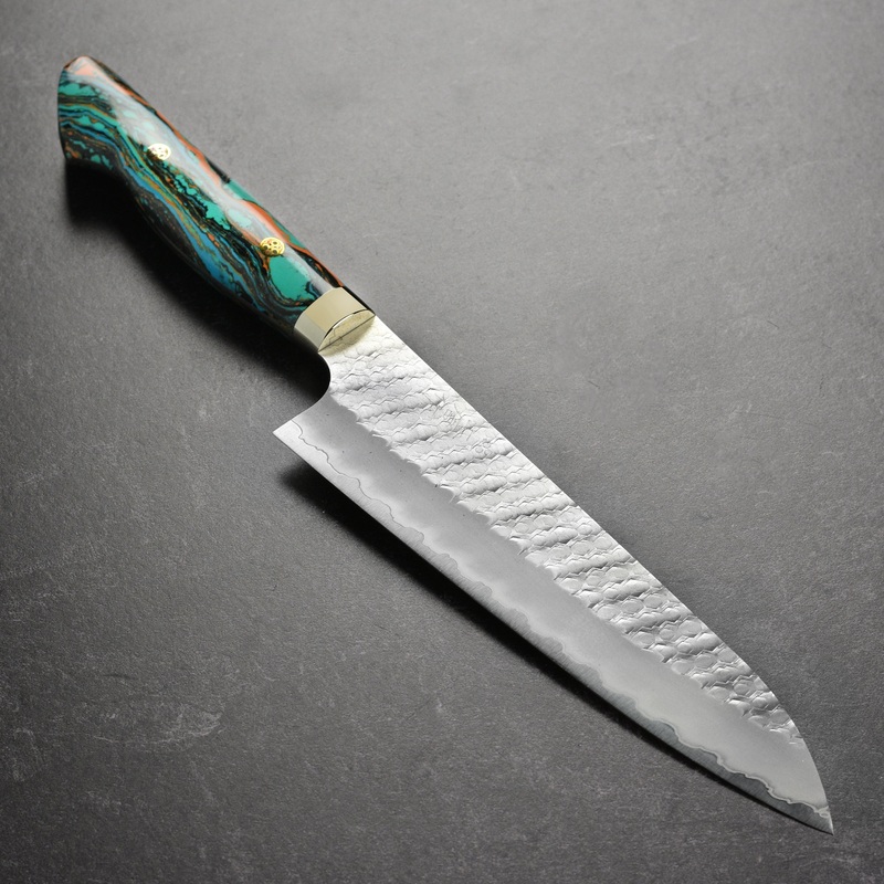 Nigara SG2 Migaki Tsuchime 8.25″ Gyuto, Marble Turquoise