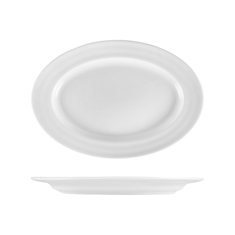 Porcelain Lizbon 13.25″ x 9.25″ x h:1.25″ Oval White Porcelain Platter