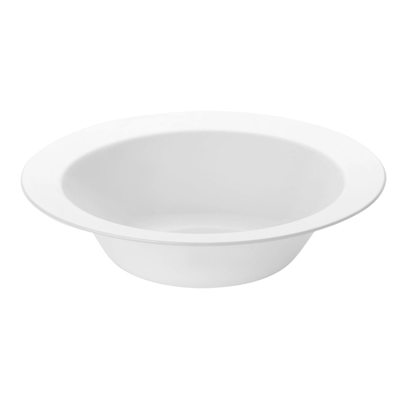 Solid White Edge Rim Round Disposable Plastic Dessert Bowls (5 oz.)