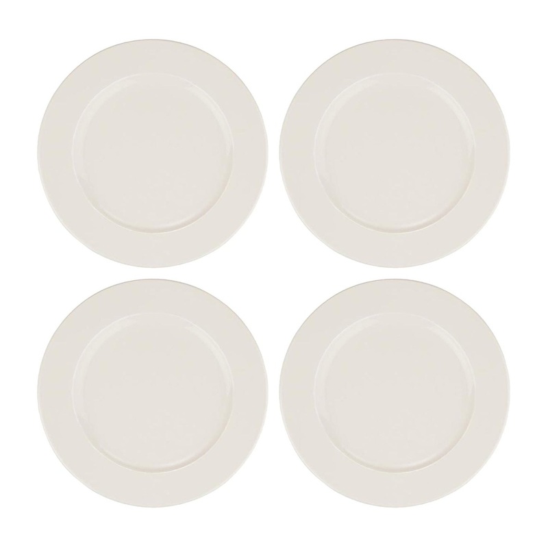 Banquet dia.9.25″ Round Warm White Porcelain Plate (Set of 4)