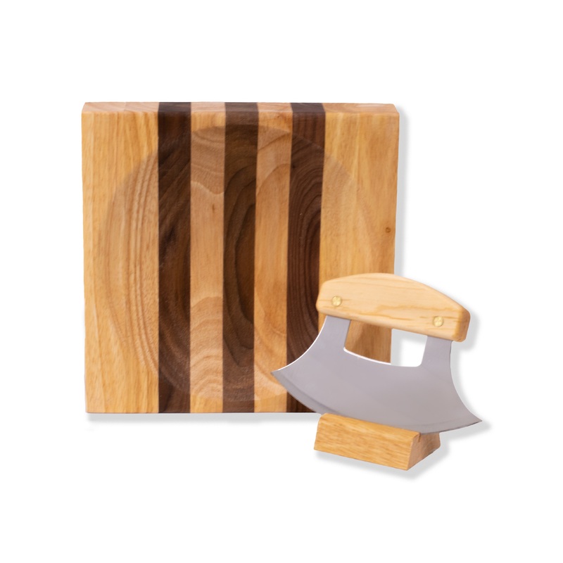 Birch Ulu Knife – Mezzaluna – by The Ulu Factory in Alaska