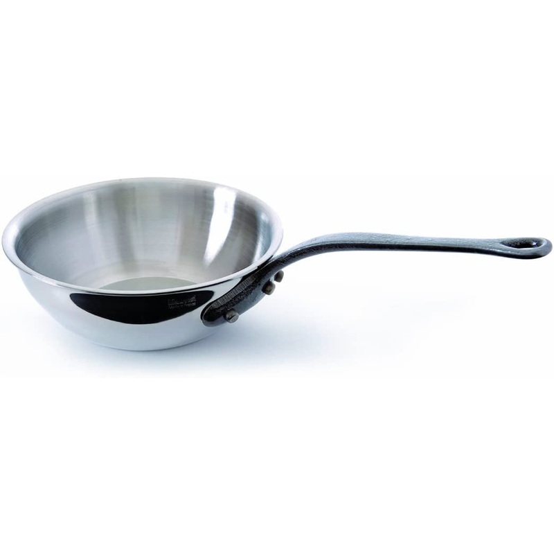 Mauviel M’Cook Ci Stainless Steel Curved Splayed Saute Pan With Lid, 8.5 Inch