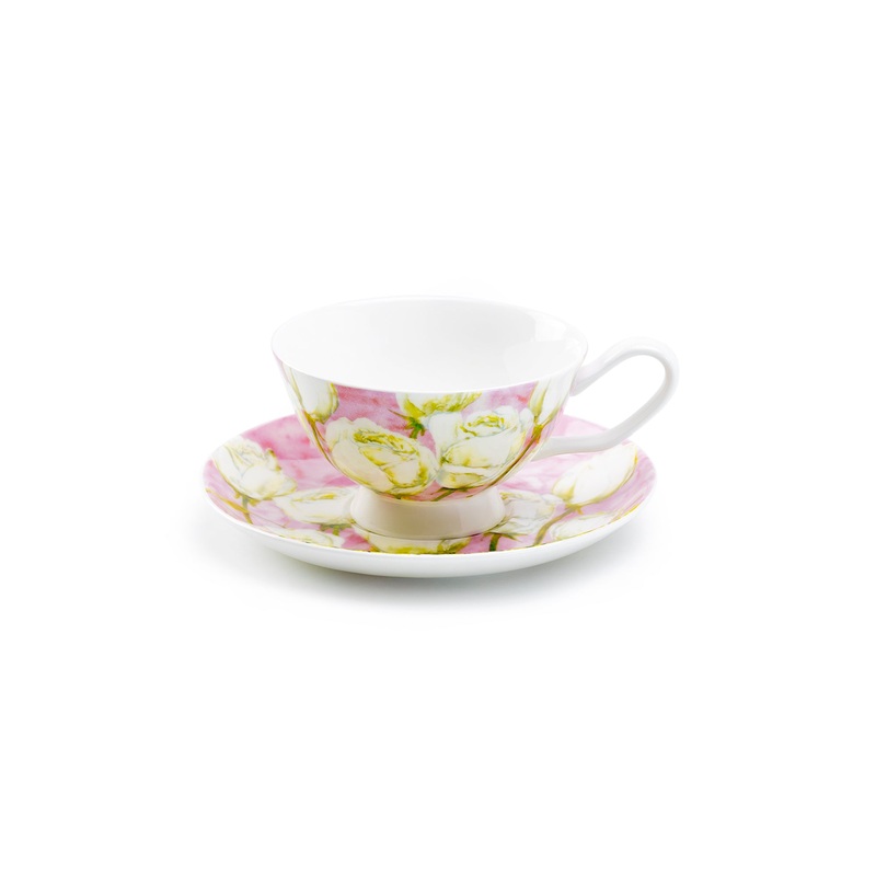 Rose Pink Bone China Tea Cup and Saucer