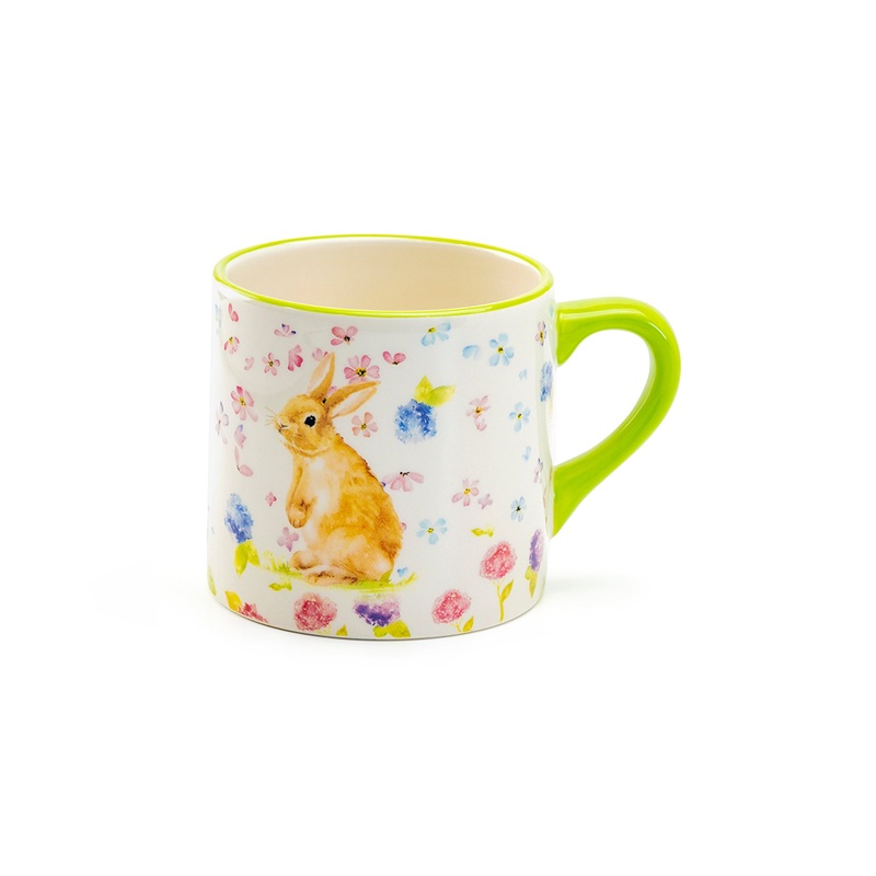 Spring Flowers Bunny Green Mug