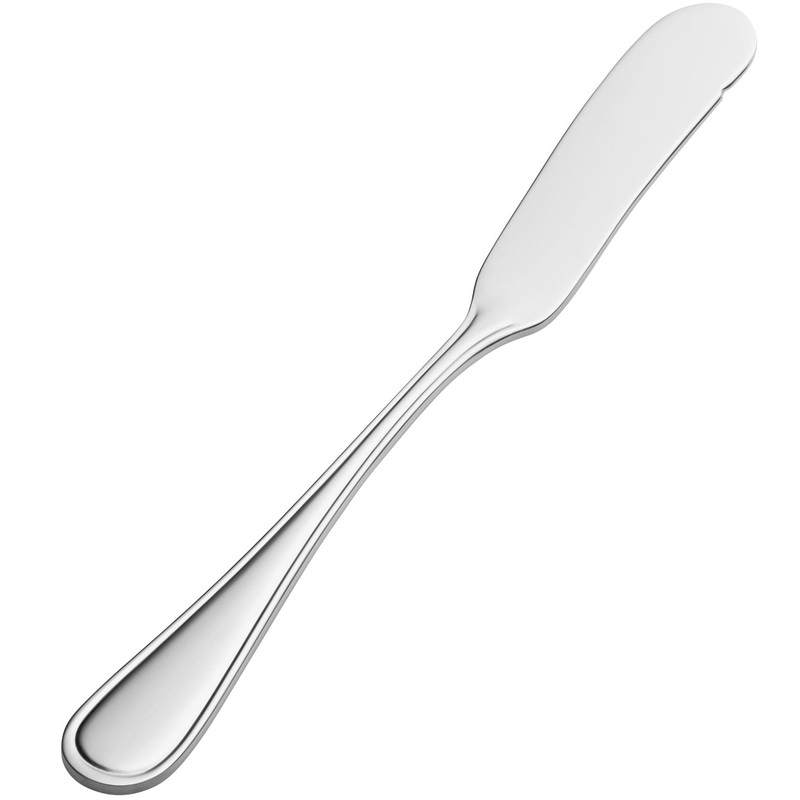 Bon Chef S313 Tuscany 6 15/16″ 18/10 Stainless Steel Extra Heavy Butter Spreader – 12/Pack