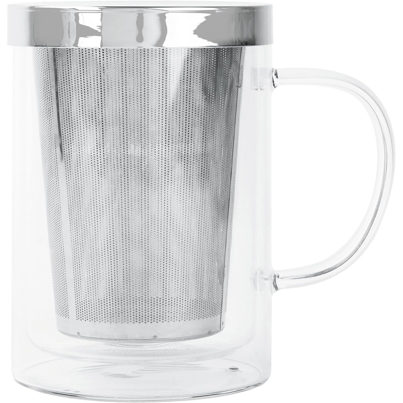 Cristel Verbena – 13.5 oz. Glass Mug w/Stainless Steel Lid and Infuser
