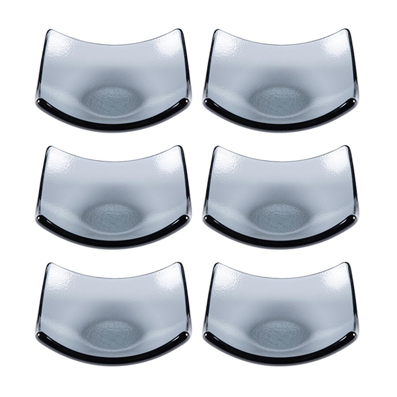 Glass Dinnerware 3.5″ x 3.5″ x h:1.25″ 3 oz. Square Charcoal Glass Ramekin (Set of 6)
