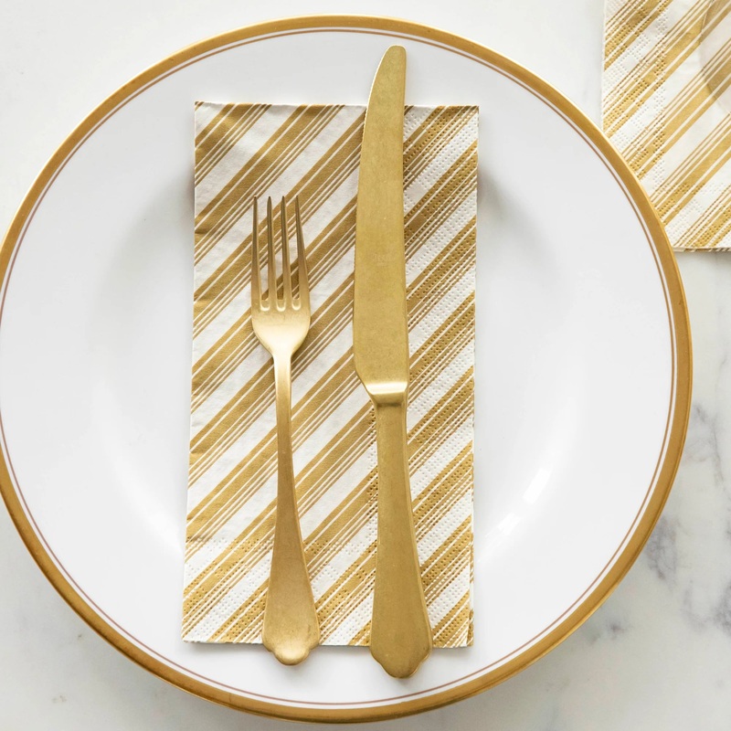 Hester & Cook Gold Peppermint Stripe Guest Napkins