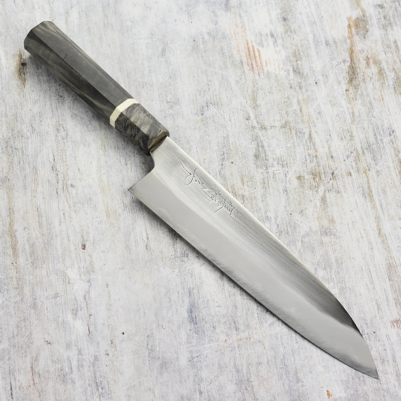 Mazaki Hon-Sanmai Shirogami #2 Migaki 9″ Gyuto