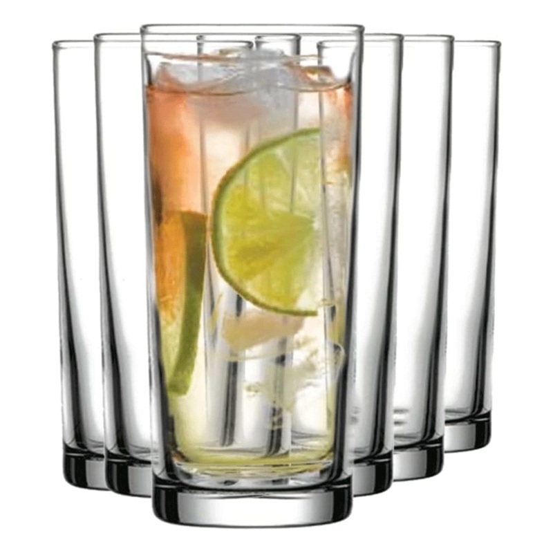 Pasabahce Long Drink Glass Set, Water Glasses, 6 Pcs, 6.75 Oz (200cc)