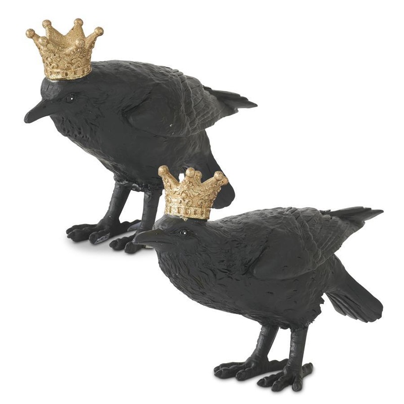 Black Resin Crows w/Gold Crown Black