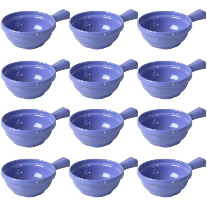 10 oz Soup Bowls with Handle Melamine Set of 12- Dishwasher Safe Break-Resistant Reusable Bowls Serving Soup Bowl Broth Cups Soup Bowls Ice Cream Dipping Sauce