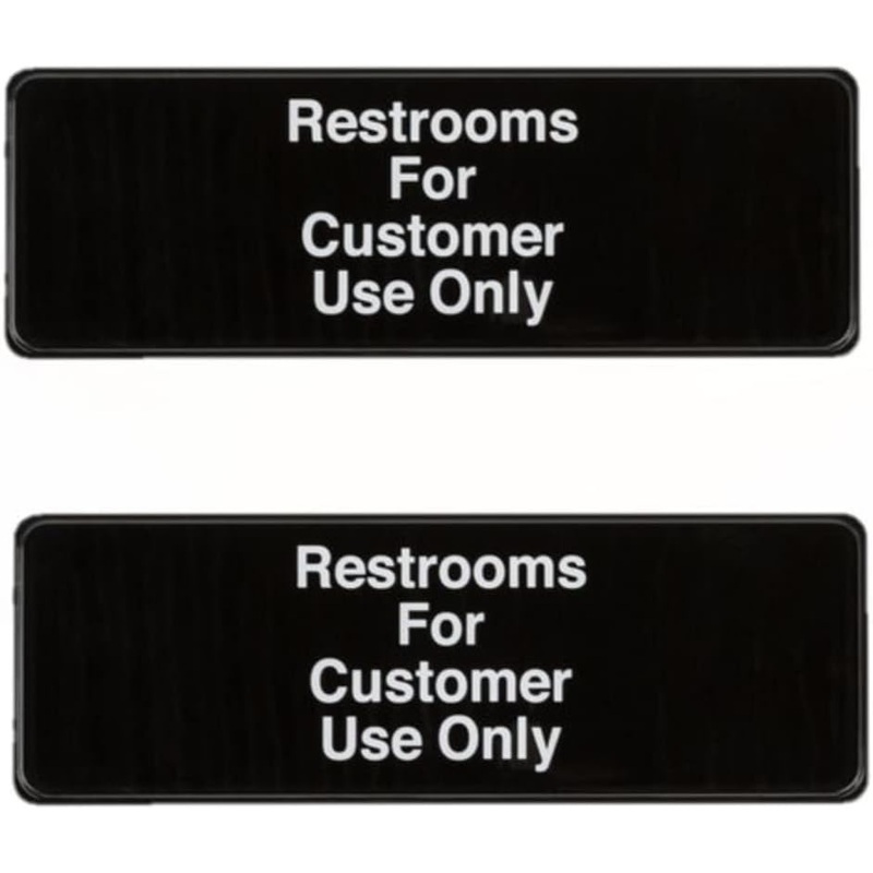 9″ x 3″ Restroom For Customers Use Only Sign with Easy Peel Self-Adhesive White on Black Color Set of 2- Door Sign Waterproof Self Adhesive Store Signs Indoor/Outdoor Warning Marker Home Business Use