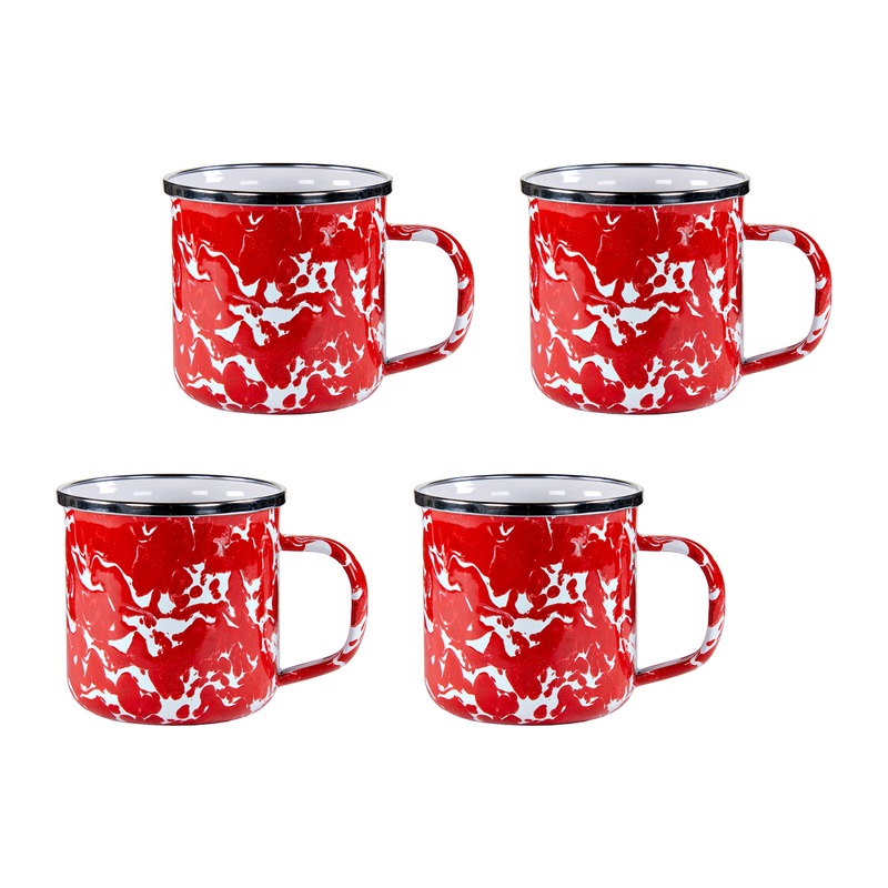 Red Swirl 12 oz Mugs – Set of 4