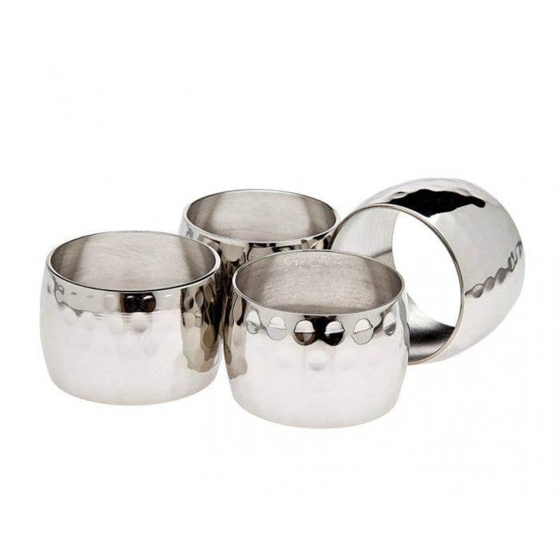 Round Hammered Napkin Rings Set/4