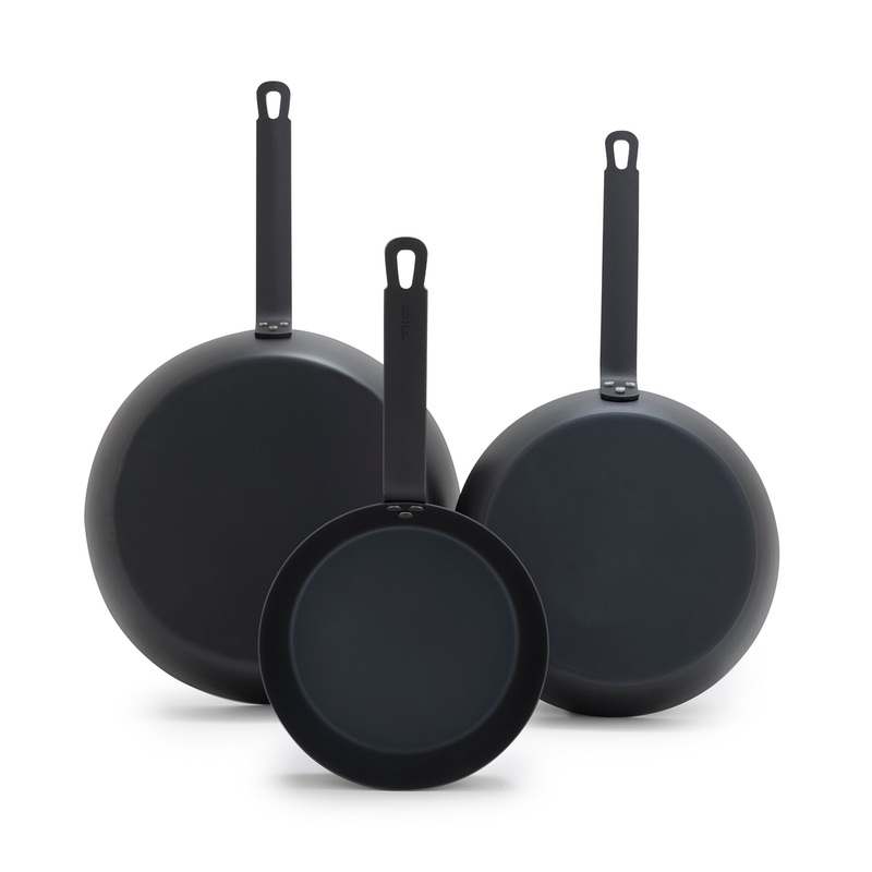 Bobby Flay by GreenPan 8″, 10″ and 12″ Carbon Steel Frypan Set