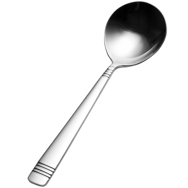 Bon Chef S2601 Julia 6 3/16″ 18/10 Stainless Steel Bouillon Spoon – 12/Pack