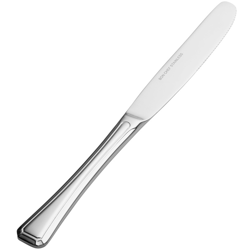 Bon Chef S514 Prism 9 5/8″ 13/0 Stainless Steel Extra Heavy European Size Hollow Handle Dinner Knife – 12/Pack