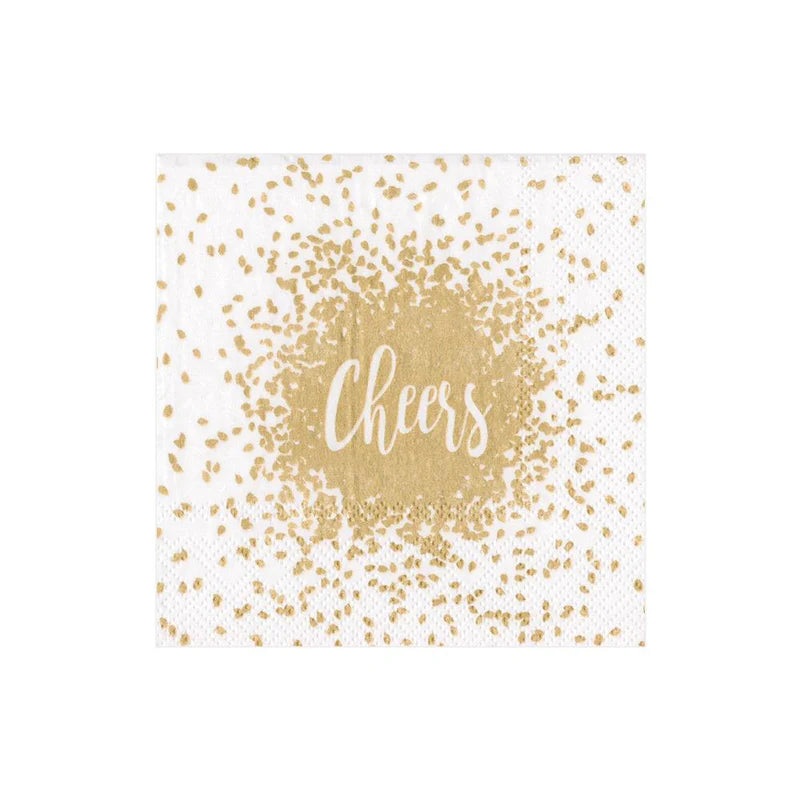 Caspari Cheers Paper Cocktail Napkins in Gold – 20 Per Package
