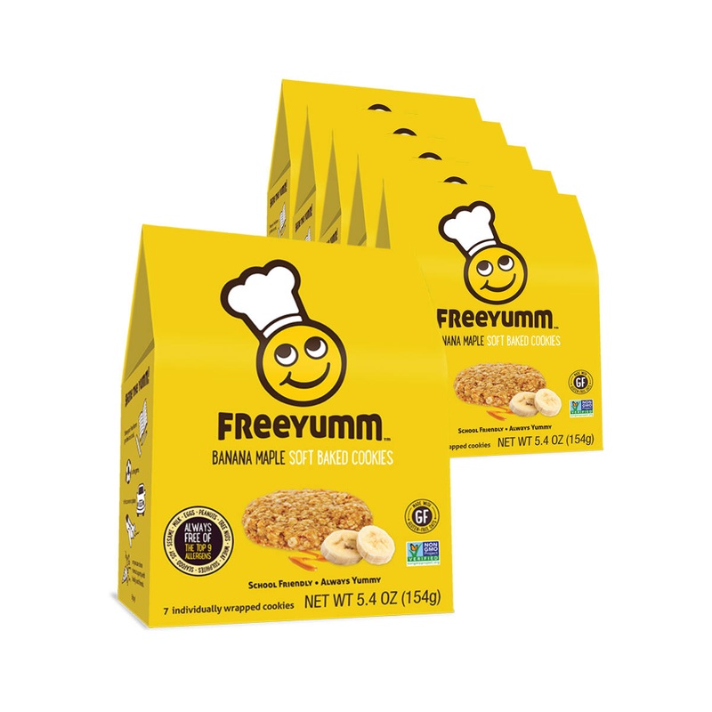 FreeYumm Banana Maple (Case of 42 Soft-Baked Cookies Individually Wrapped)