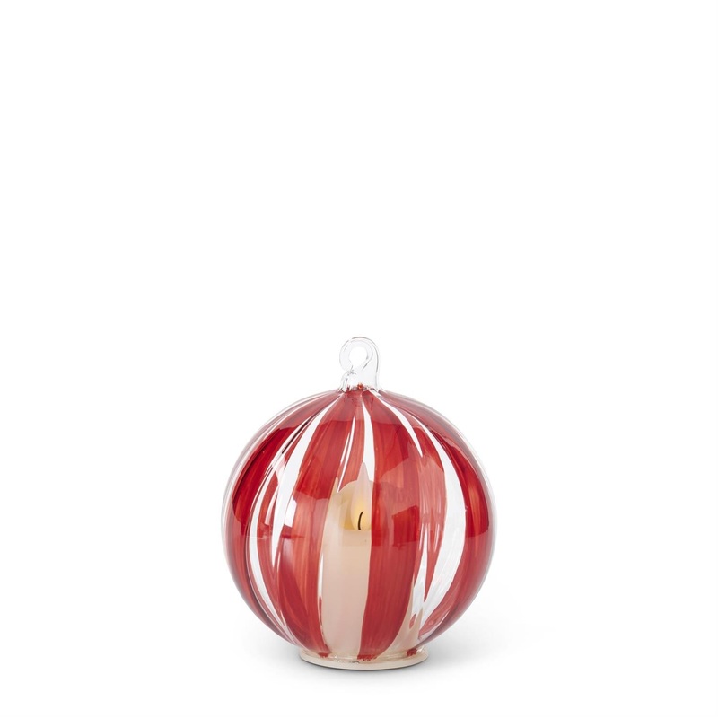 LED Hand Painted Red Stripe on Clear Glass 4″