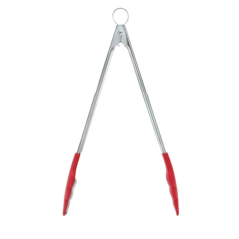 Cuisipro 12 Inch Tongs With Teeth, Red