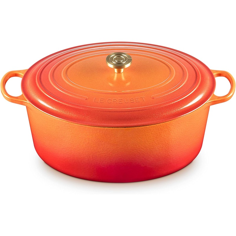 Le Creuset 15 1/2 Qt. Enameled Cast Iron Signature Oval Dutch Oven w/Crucible Knob – Flamme Doree