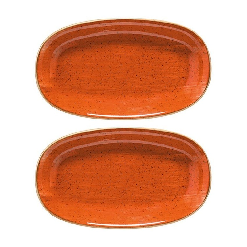 Terracota 7.5″ x 4.25″ x h:1″ Oval Terracotta Porcelain Platter (Set of 2)