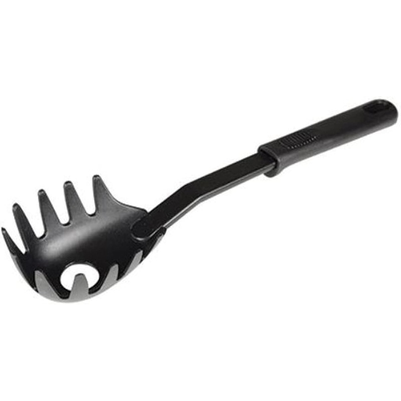 11 3/8 Spaghetti Pasta Fork Nylon Heat Resistant Black Color- Kitchen Serving Fork Noodle Spoon Server Spaghetti Strainer Best Cooking Tools Spaghetti Spoon Pasta Spoon