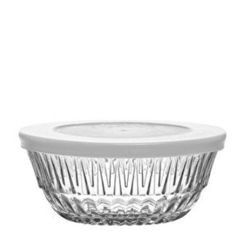 Lav Alinda Glass Bowls with White Lids, 6 Pcs, 11.75 Oz, 345 cc, ALN260 PK0002F
