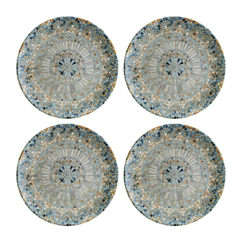 Luca Mosaic Matte dia.10″ Round Decorated Porcelain Plate (Set of 4)