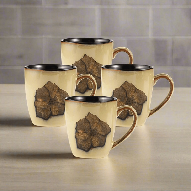Painted Poppies Set of 4 Mugs