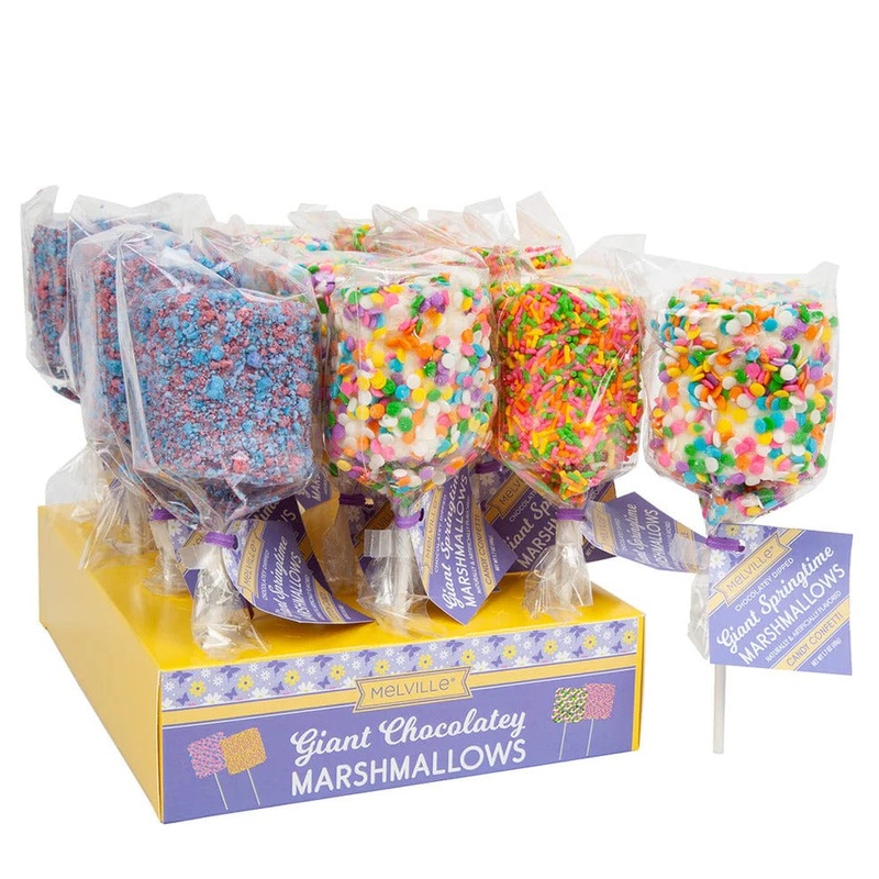 Spring Chocolate Covered Giant Marshmallow Pops with Confetti