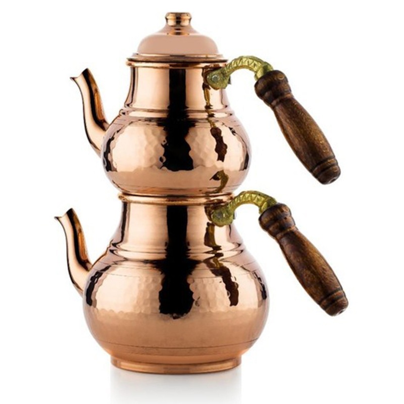 Turkish Copper Teapot Set for Stovetop, 60.8 Oz – 33.8 Oz