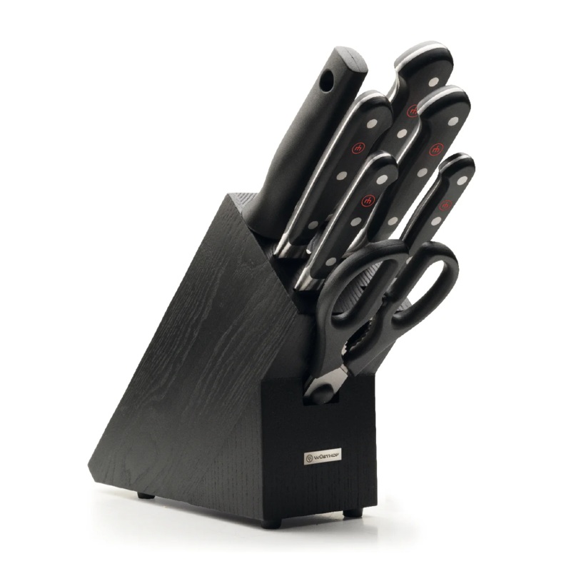 Wusthof Classic – 8 Pc. Knife Block Set – Black Ash Wood