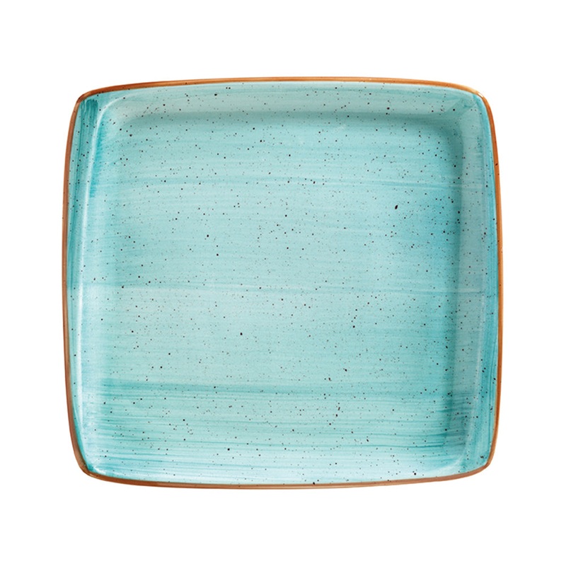 Aqua 10.5″ x 10″ Square Blue Porcelain Plate