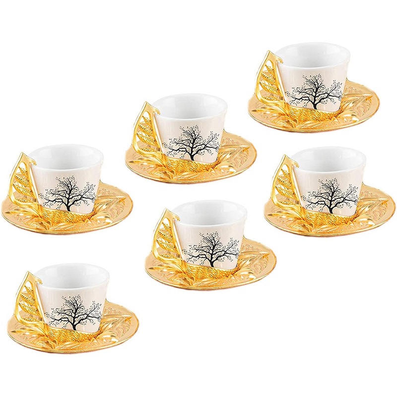 Handmade Turkish Arabic Coffee Cups Set of 6, 2.36 Oz