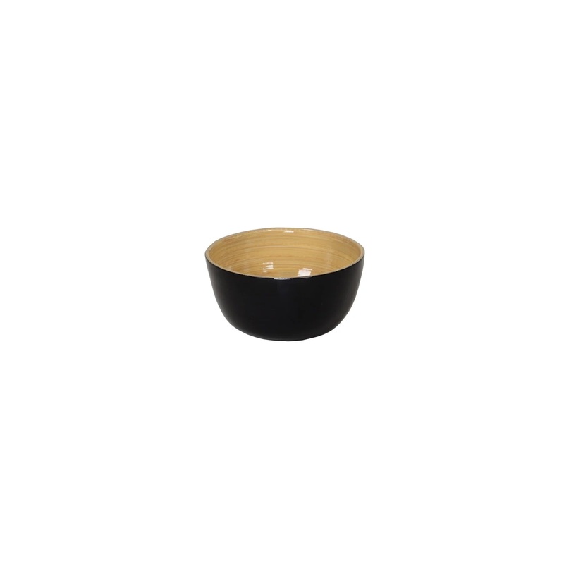 Shallow Bamboo Bowl in Black, Small
