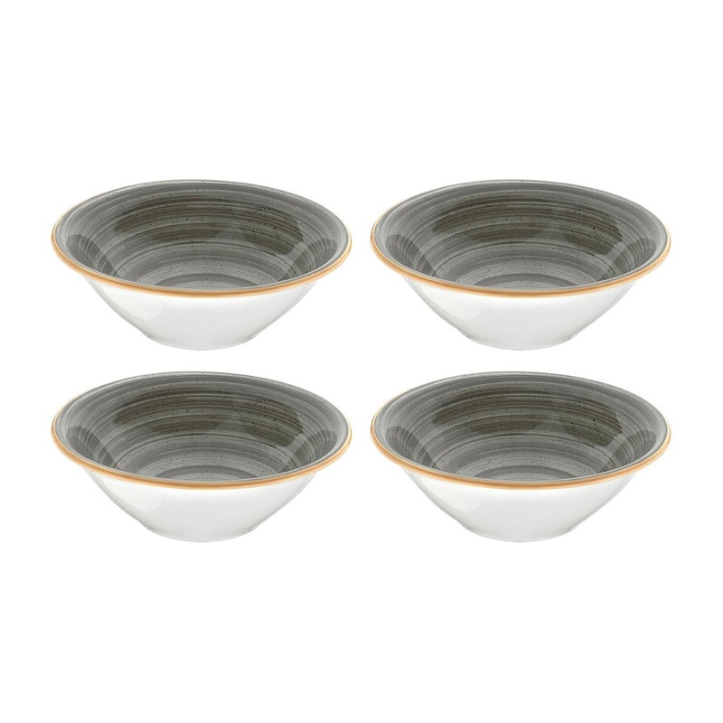 Space dia.6.25″ h:2″ 13 oz. Round Grey Porcelain Bowl (Set of 4)