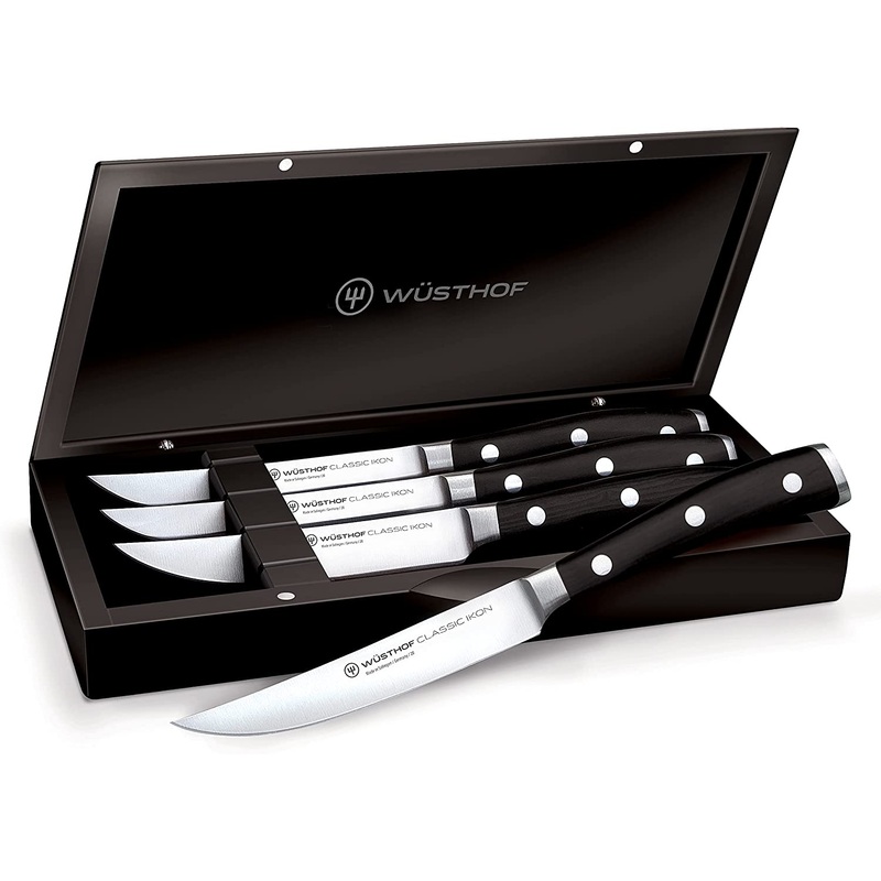 Wusthof Classic Ikon – 4 Pc. Steak Knife Set in Presentation Box- Personalized Engraving Available